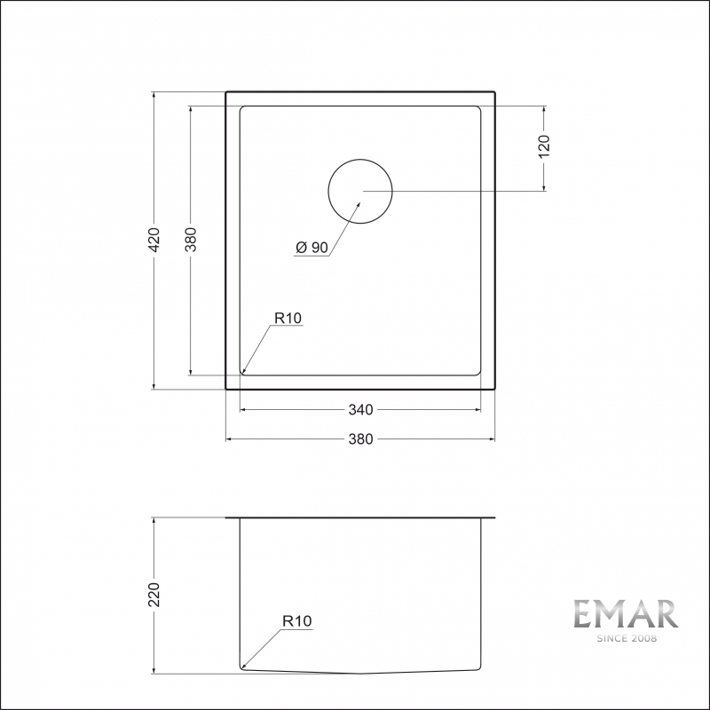 картинка Мойка для кухни Emar EMB-130 PVD Nano Satine 