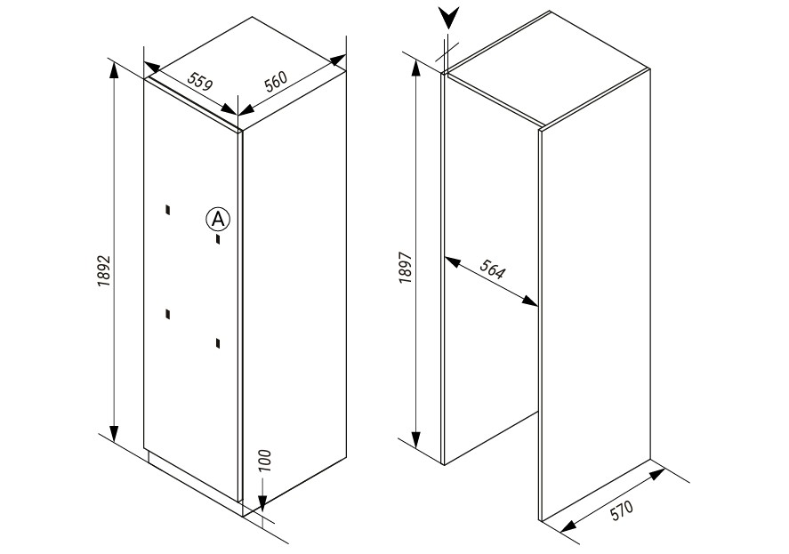 картинка Встраиваемый холодильник Hiberg I-RFB 35 NF 