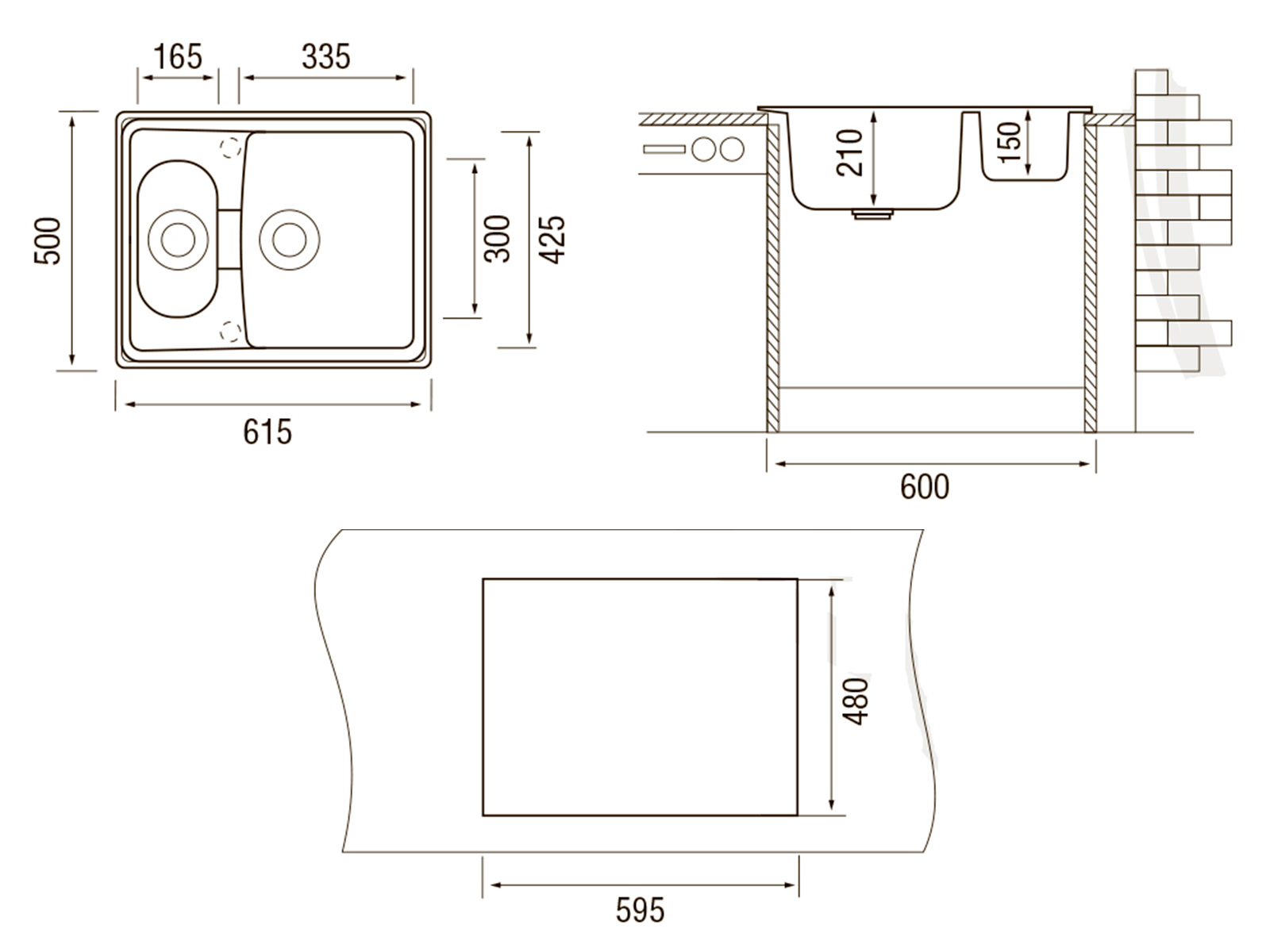 картинка Мойка Longran CLASSIC CLS 615.500 15 