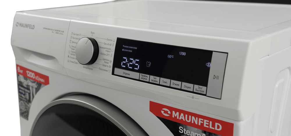 картинка Стиральная машина с паром Maunfeld MFWM128WH300 ST INVERTER SLIM 
