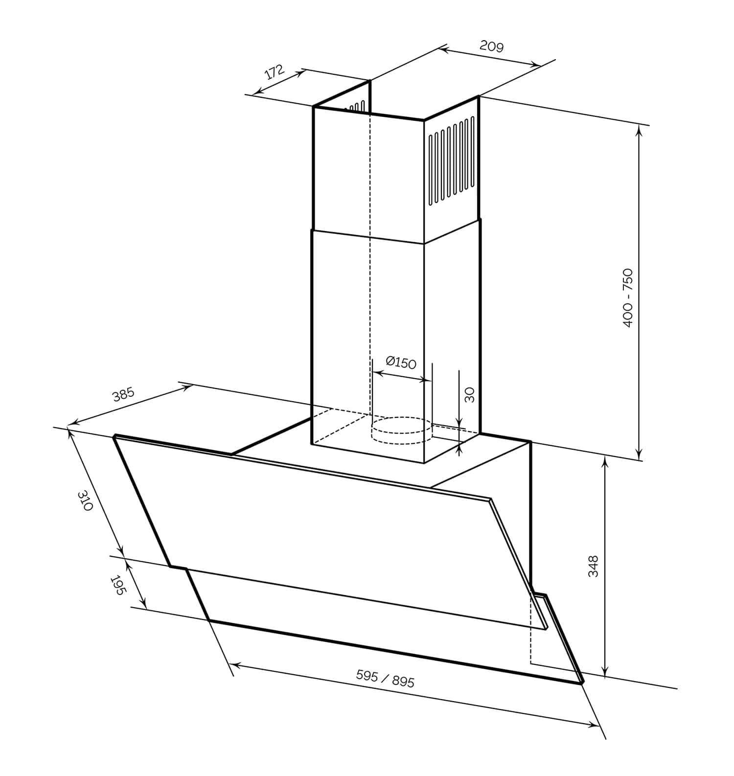 картинка Кухонная вытяжка Lex ARIA 900 IVORY 