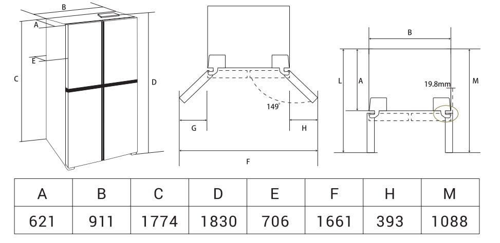картинка Отдельностоящий холодильник Hiberg RFQ-555DX NFGB inverter 