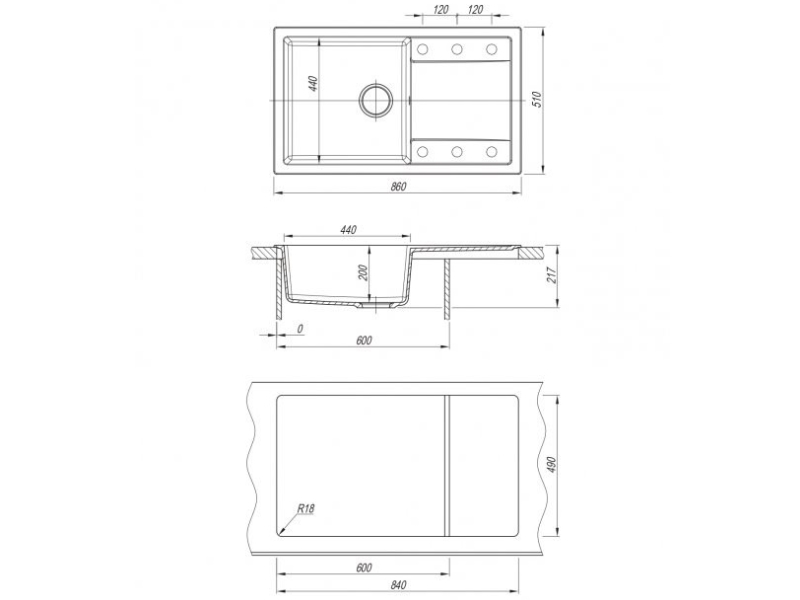 картинка Мойка для кухни Dr. Gans ТЕХНО-860 