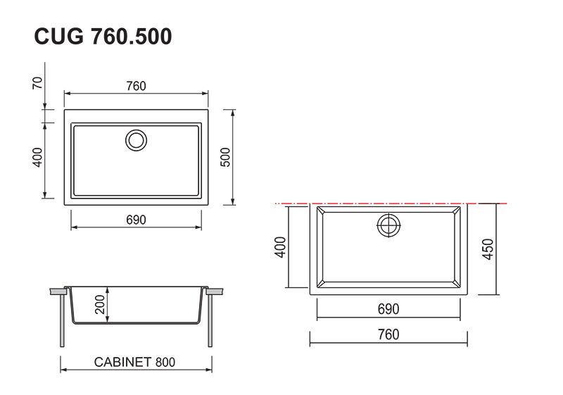 картинка Мойка Longran CUBE CUG 760.500 