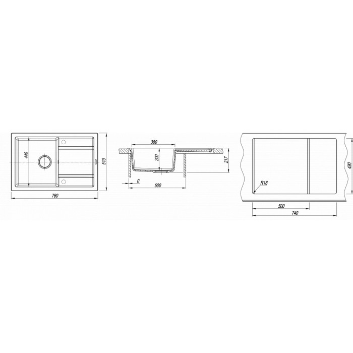 картинка Мойка для кухни Florentina Липси-760 
