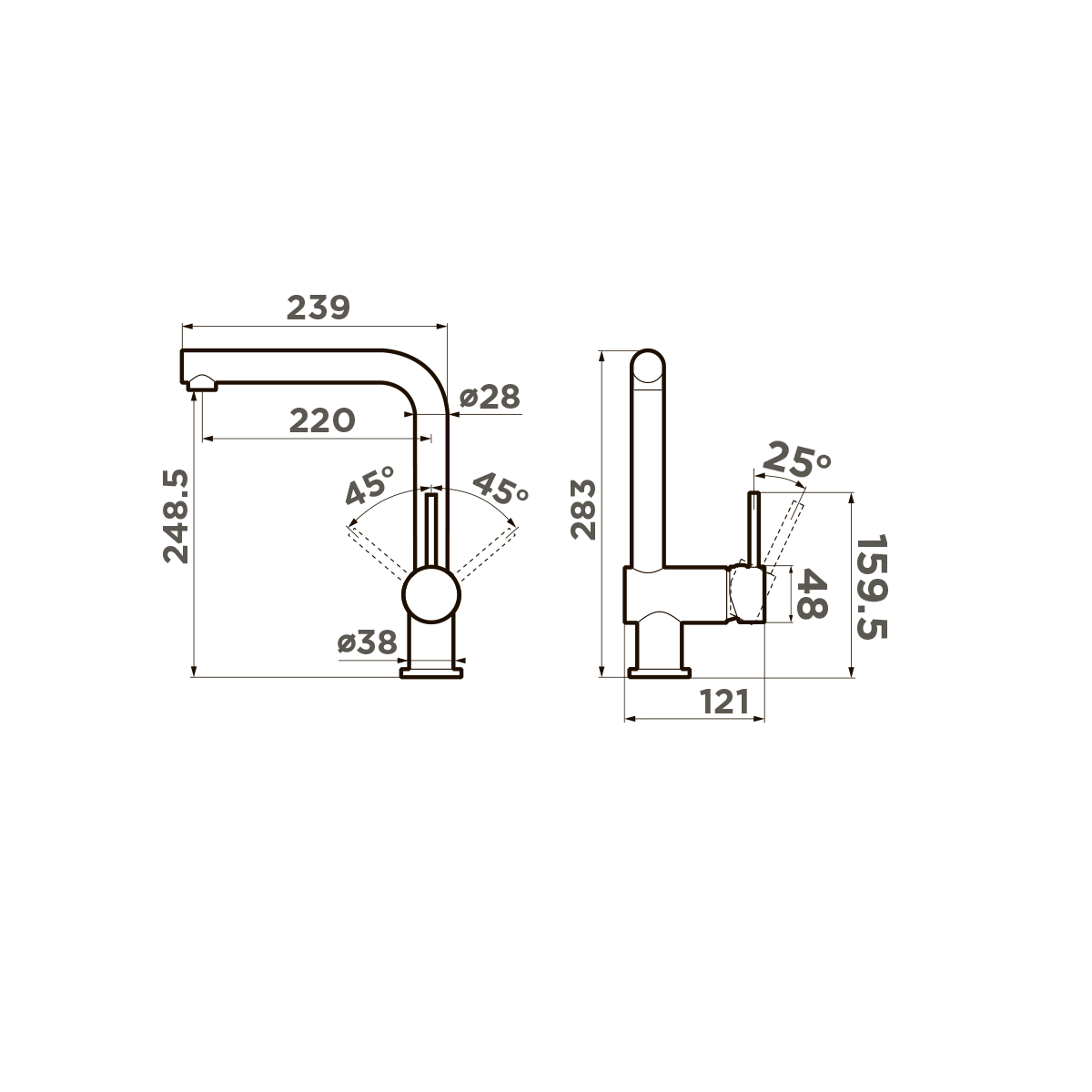 картинка Смеситель Omoikiri TANIGAWA-BN нержавеющая сталь 