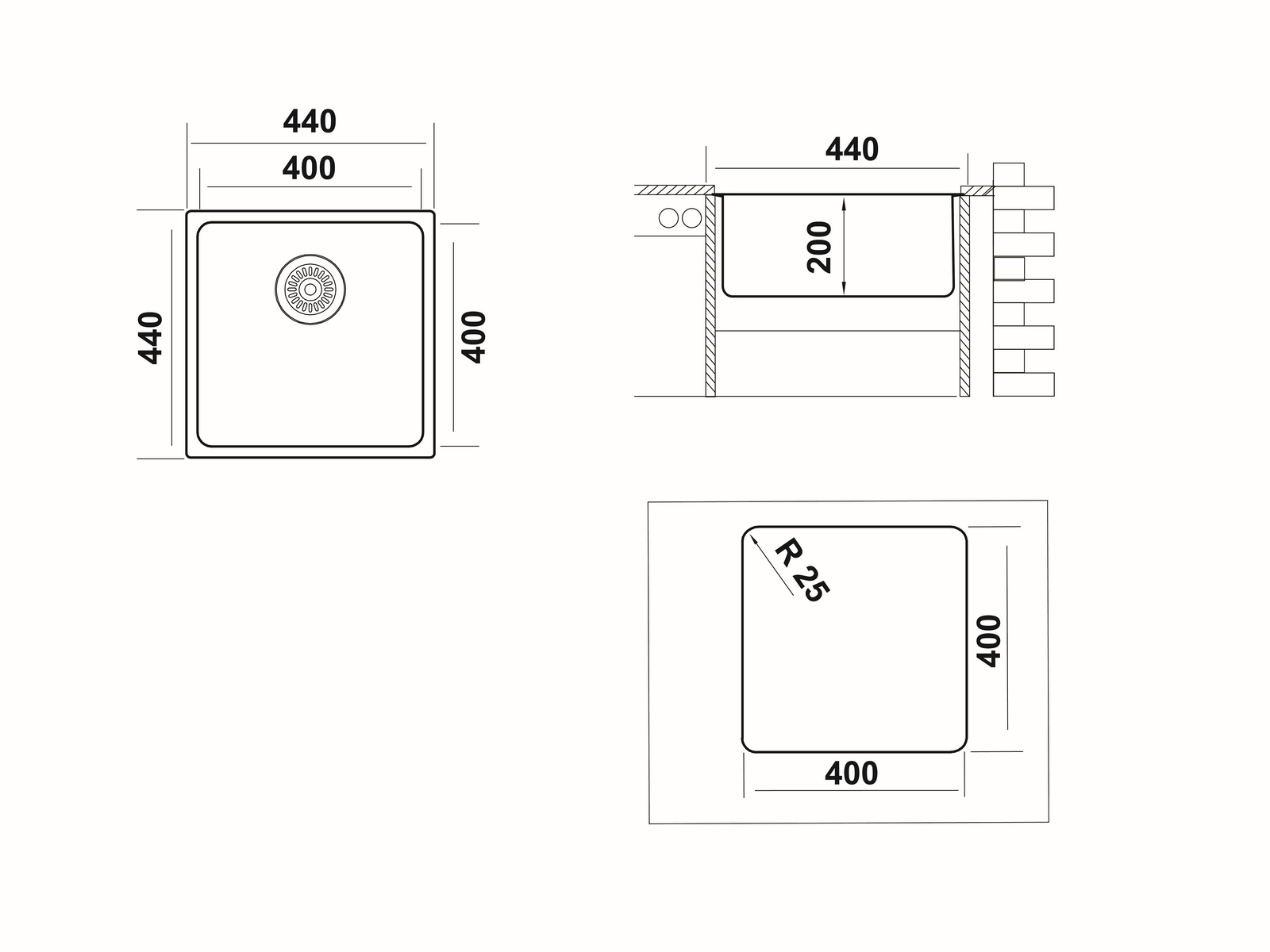 картинка Мойка для кухни Ukinox ЛОФТ LOB400.400 -GT10P 