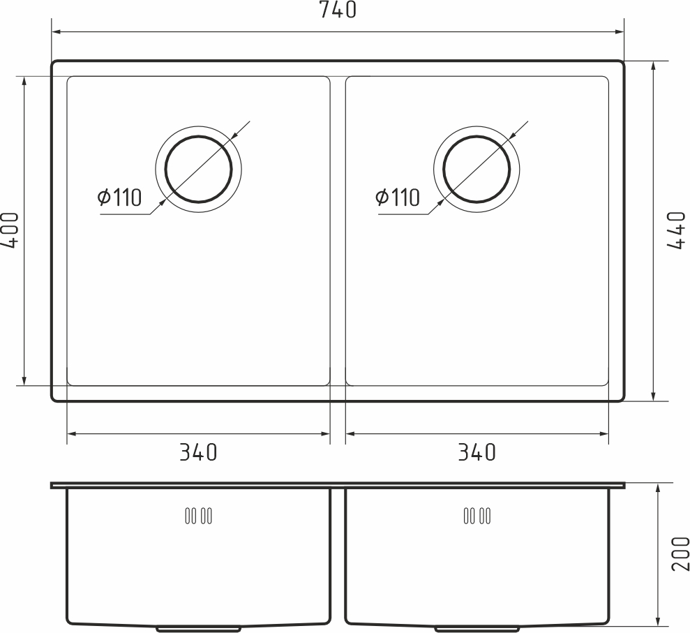 картинка Мойка для кухни Rivelato Rinox 7444 U2 