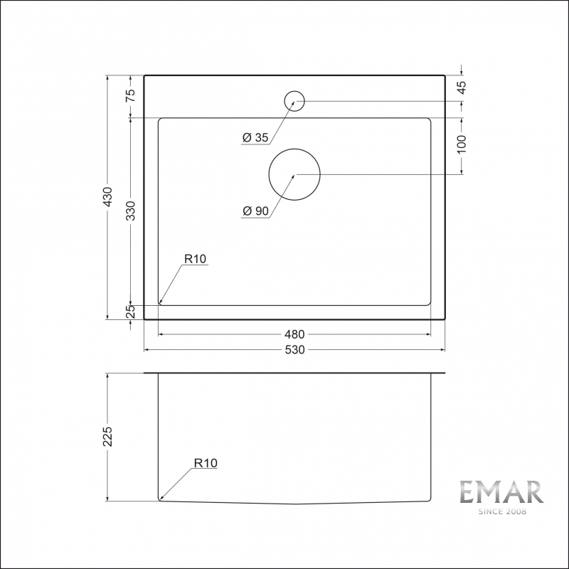 картинка Кухонная мойка Emar EMB-115 PVD Nano Coppery 