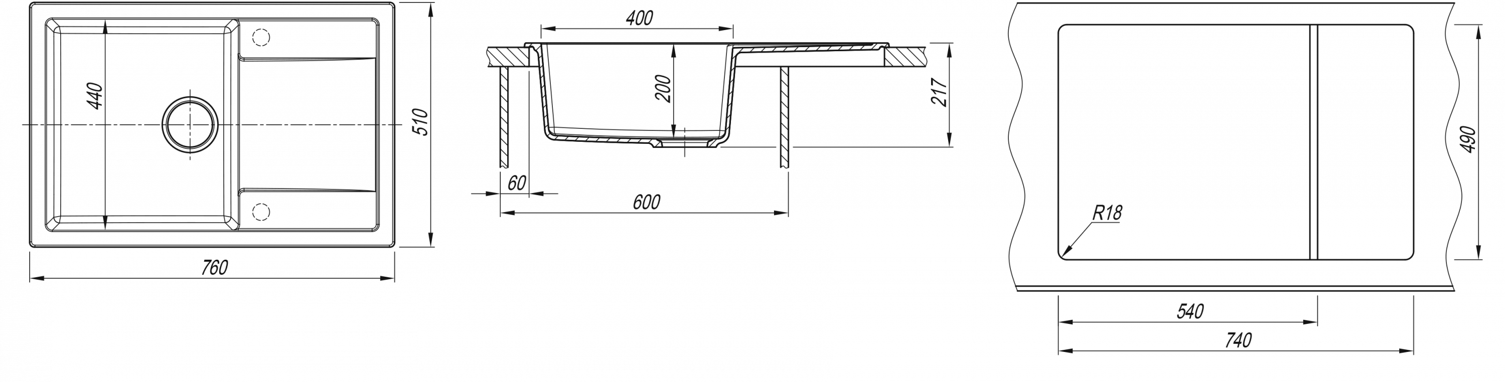 картинка Мойка для кухни Dr. Gans ТЕХНО-760 