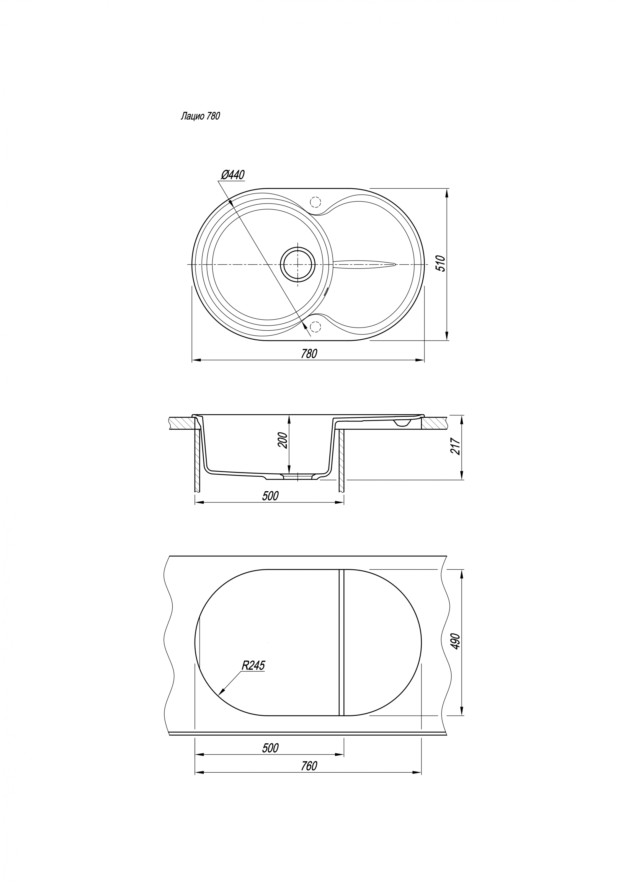 картинка Кухонная мойка Florentina ЛАЦИО 780 
