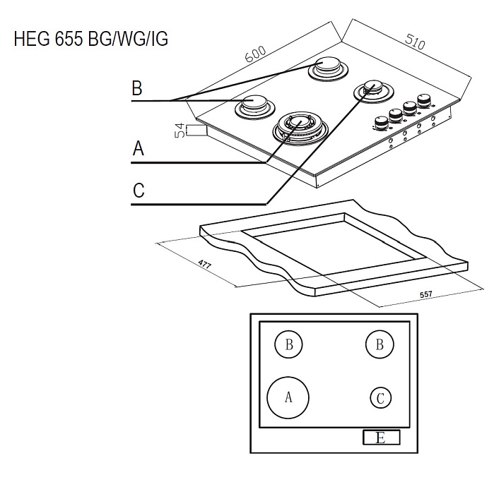картинка Варочная панель Evelux HEG 655 BG 