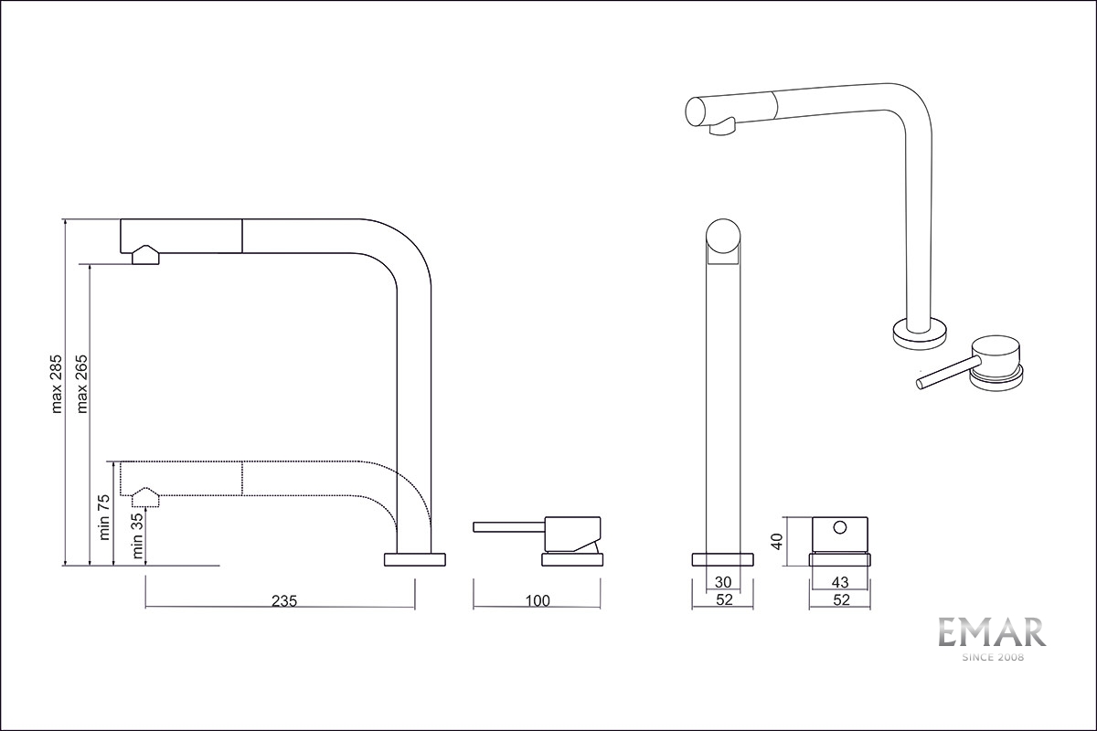 картинка Смеситель Emar ЕС - 7027 Black 