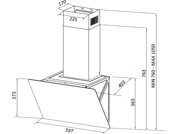 картинка Кухонная вытяжка наклонная Midea MH60AN364GB черная 