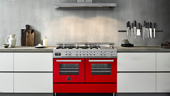 картинка Комбинированная кухонная плита Bertazzoni PRO126G2EROT красная 