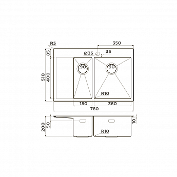 картинка Мойка для кухни Omoikiri Akisame-78-2-IN-R 