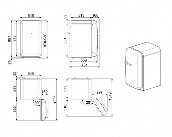 картинка Отдельностоящий холодильник Smeg FAB10LWH6 