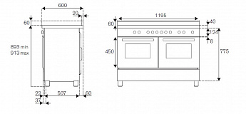 картинка Комбинированная кухонная плита Bertazzoni HER126G2EAVT слоновая кость 