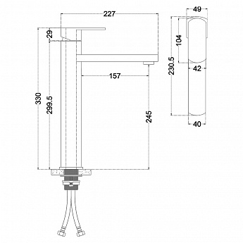 картинка Смеситель Melana F610302 STELLO высокий излив нержавеющая сталь 