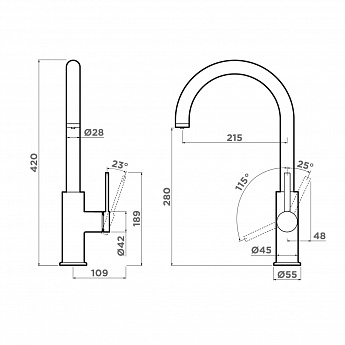 картинка Смеситель Omoikiri Okawa 2 Plus bn нержавеющая сталь 