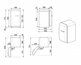картинка Отдельностоящий мини-бар Smeg FAB5LOR5 