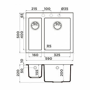 картинка Мойка для кухни Omoikiri BOSEN 59-2 