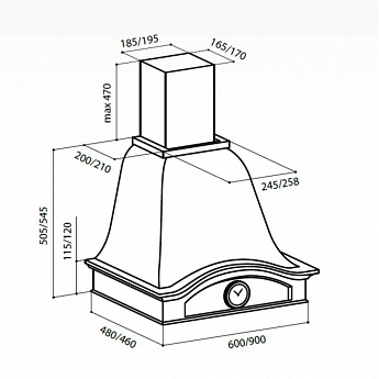 картинка Кухонная вытяжка Lex PALERMO 900 IVORY 