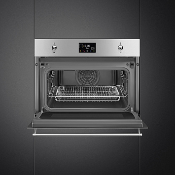 картинка Электрический духовой шкаф с функцией СВЧ Smeg SO4302M1X 