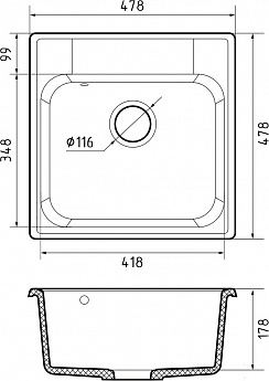 картинка Мойка для кухни Granfest-Quarz GF-Z48 белый 