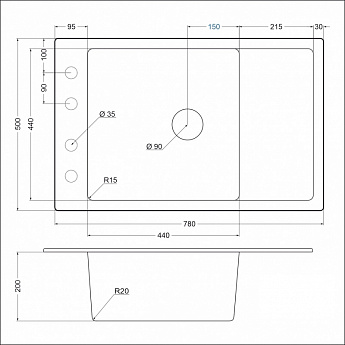 картинка Мойка для кухни Emar EMQ-1780.Q 