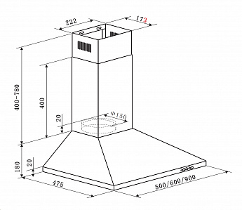 картинка Кухонная вытяжка Weissgauff Zosma 60 PB BL 