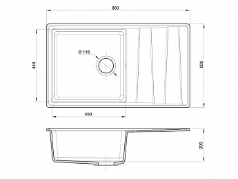 картинка Мойка для кухни Granfest GF-LV-860L черный 