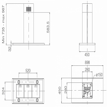 картинка Кухонная вытяжка Elica GALAXY ISLAND WHIX/A/90x45 