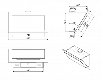 картинка Кухонная вытяжка Smeg KV194B3 