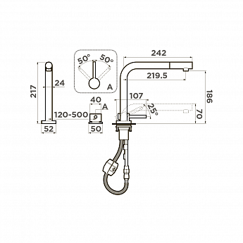 картинка Смеситель Omoikiri Nara-S-C 