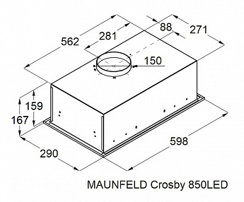 картинка Кухонная вытяжка Maunfeld CROSBY 850LED нержавеющая сталь 
