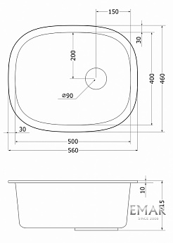 картинка Мойка для кухни Emar Quartz EMQ-1560.P 