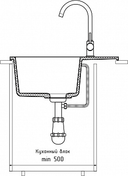 картинка Мойка для кухни Granfest GF-URBAN 258L темно-серый 