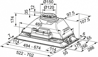 картинка Кухонная вытяжка полновстраиваемая Franke FBI 525 XS HCS 
