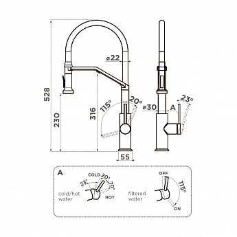 картинка Смеситель Omoikiri MAKKARI 2 PLUS-SB-LG-BL 
