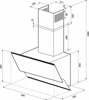 картинка Кухонная вытяжка Krona IRIDA 600 BLACK PUSH BUTTON 