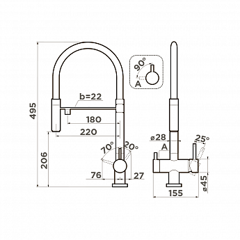 картинка Смеситель Omoikiri KANTO-BN-WH нержавеющая сталь 