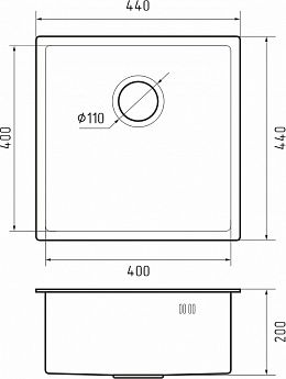картинка Мойка для кухни Rivelato Rinox 4444 UN 