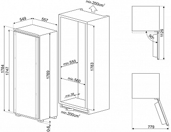 картинка Встраиваемый холодильник Smeg S9L174D1D 