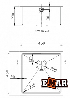 картинка Кухонная мойка Emar EMB-113 PVD Nano Dark 
