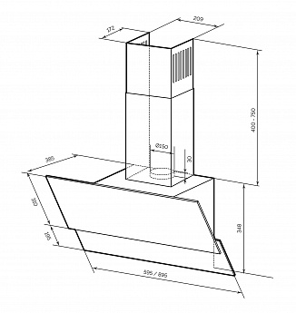 картинка Кухонная вытяжка Lex ARIA 900 IVORY 