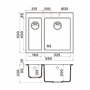 картинка Мойка для кухни Omoikiri BOSEN 59-2 