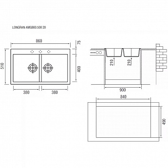 картинка Мойка Longran Amanda AMG860.500 20 