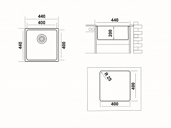 картинка Мойка для кухни Ukinox ЛОФТ LOB400.400 -GT10P 