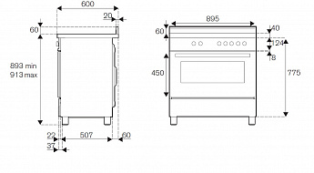картинка Комбинированная кухонная плита Bertazzoni PRO95I1EXT нержавеющая сталь 